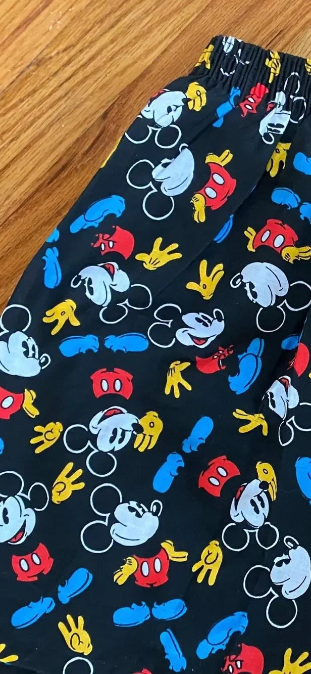 EUC 80s 90s vtg cotton Disney Mickey Mouse AOP all over print shorts boxers XS/S